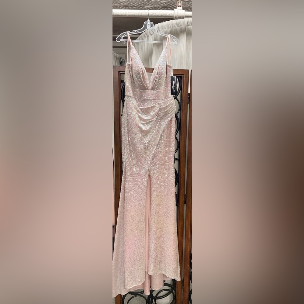 Soft Pink Sequin Gown/Homecoming/Prom/Formal